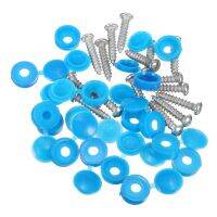 [HOT AIXUSACJWII 526] 16Pcs Universal Car Blue 22Mm Number Plate Fixing Screws Caps Bolts Nuts Fitting Fixing Kit