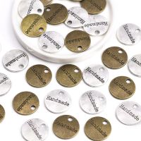 Sliver Bronze Round Metal Tags Handmade Labels 14*14MM Alloy Sew Labels For Necklace Bracelet  Fashion Jewelry Findings 10Pcs Labels