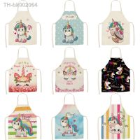 ㍿☸ Unicorn Kitchen Apron Cartoon Parent-child Sleeveless Apron Cotton Linen Aprons for Adult Home Cleaning Tools Bibs