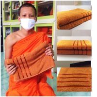 ผ้าเช็ดตัว ผ้าเช็ดตัวสีน้ำคาลCotton100%Brow Towelสำหรับถวายพระ เนื้อหนาซับน้ำดี ผ้าเช็ดตัวพระ ซื้อผ้าเช็ดตัว