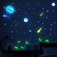 ZZOOI Luminous Universe Planets Stickers On The Wall Glow In The Dark Dinosaurs Stickers For Kids Rooms Nursery Bedroom Home Decor