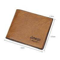 Mens Wallet Solid Color Retro Wallet OL Short Clutch Bag PU Leather Business Card Holder Coin Purse Money Clip with Jeep Letter