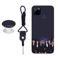 BTS เคสโทรศัพท์สำหรับ OPPO Realme C11ซิลิคอนนุ่มกรณีที่มีรูปแบบเดียวกันแหวนและเชือก