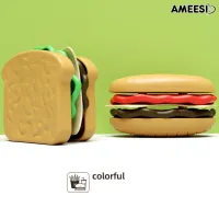 Ameesi 1 Set Detachable Doll House Hamburger Non-fading Anti-impact Miniature Hamburger Chips Sandwich Toy for Kindergarten