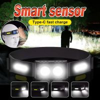 【LZ】✧  Mini IR Sensor LED farol USB recarregável lâmpada principal poderoso alto poder lanterna ao ar livre lanterna de pesca