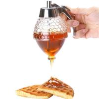 Acrylic Honey Dispenser Honey Bottle Jar Squeeze Bottle With Lid And Honey Glass Stand Non-toxic Vacuum Plating Honey Syrup Cup Cups  Mugs Saucers