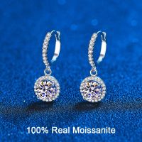 Real Moissanite Hoop Earrings for Women D Color Ideal Cut Sterling Silver Lab Diamond Dangle Earrings Pass Diamond Test Jewelry