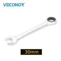 Veconor 30mm Open End Ratchet Wrench Fixed Head Full Polished Ratcheting Spanner Chrome Vanadium Auto Repair Hand Tools 30 mm