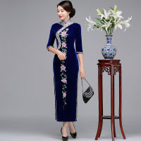 WW BestClassic Handmade Beads Women Chinese Dress Traditional Mandarin Collar Qipao Elegant Half Sleeve Cheongsam Chin Style Vestido