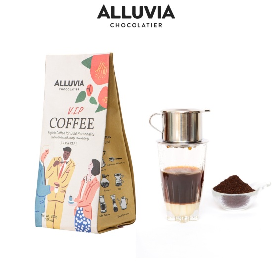 Cà phê nguyên chất rang mộc alluvia v.i.p rang xay gói 200 gram không chất - ảnh sản phẩm 1