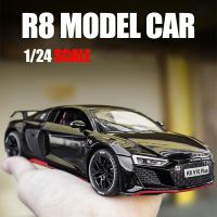 1:24 R8 V10 Plus Sports Car Alloy Model Car 1/24 Metal Toy Car Diecast Simulation Sound And Light Collection Toys For Boys Gift Die-Cast Vehicles