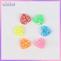 XIAHU 100pcs 12mm ครับ ลูกปัดหลากสี สีผสมกัน สุ่มแบบสุ่ม ลูกปัดประกายแวววาว Besds หลังแบน รองเท้าส้นแบน Besds รูปความรัก ทำเครื่องประดับ DIY