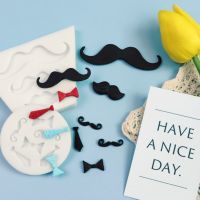 Retro Character Hu Mustache Tie Tie Fondant Silicone Mold Chocolate Cake Baking Decoration Bread  Cake Cookie Accessories