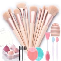 【CW】┅  10pcs makeup brushes with sponges Face washing brush nose ma keup tools set