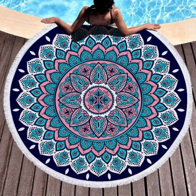 【CC】 Beach Round Blanket Wall Tapestry Seaside With Tassels