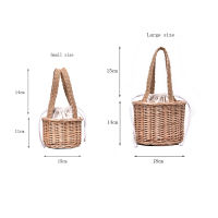 Wicker Woven Beach Straw Bag Rattan Bucket Womens Handbag Bohemia Female Small Hand Basket Handmade Summer Top-handle Tote