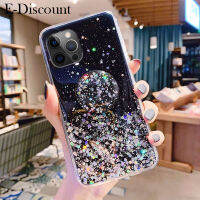 เคสโทรศัพท์ใหม่สำหรับเรดมี่12เคสประดับเลื่อมรูปดาวพระจันทร์ระยิบระยับขาตั้งพับได้ซิลิโคนใสกันตกสำหรับ Mi Redmi 12