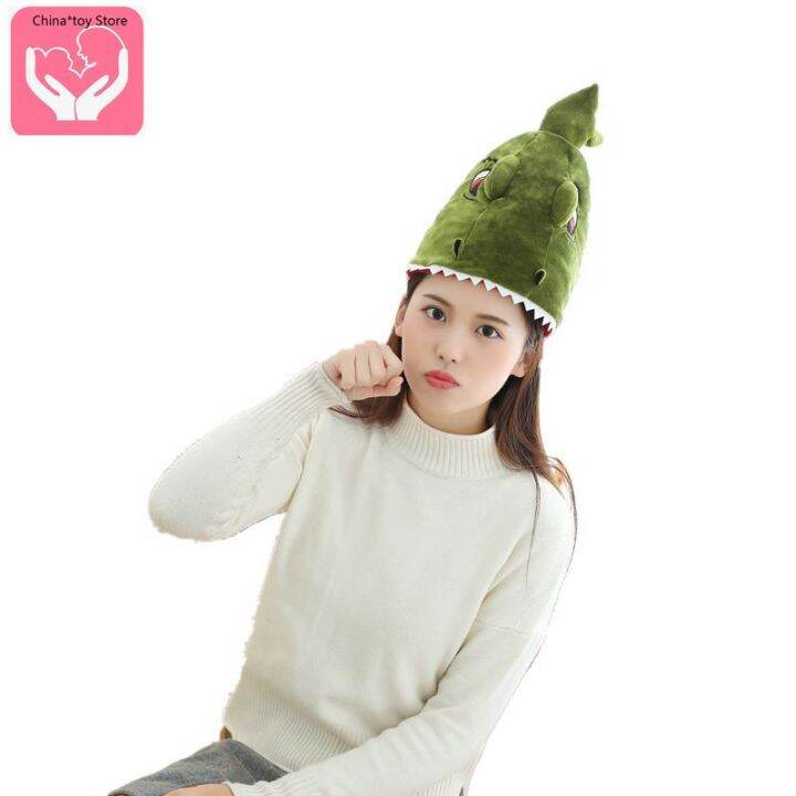 hot-selling-conical-dinosaur-headgear-hat-plush-toy-doll-cartoon-cute-hat-clothing-accessories-pp-cotton