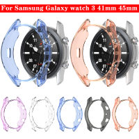 กรอบเคสป้องกันซิลิโคน TPU แบบนิ่มเหมาะสำหรับ Samsung Galaxy Watch 3 41มม. 45มม. R840 SM-R850สมาร์ทวอท์ชเคสป้องกันแบบใส