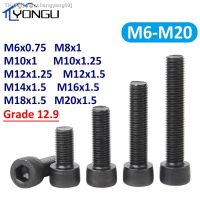 ✥✚✻ DIN912 Fine Thread Tooth Hex Hexagon Socket Head Cap Screws Black Grade 12.9 Allen Bolts Pitch 0.75/1.0/1.25/1.5