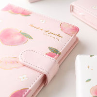 Pink Peach Notebook Agenda Planner A5 A6 Magnetic Buckle Diary Color Illustration Daily Plan Leather 228 Pages Kawaii Stationery