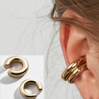 Fashionable and Simple Metal Gold Female Cartilage Clip Ear Round Ear Cuff Beautiful Girl Jewelry Earrings