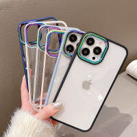 เคสกล้องโลหะเลเซอร์หรูหราสำหรับ iPhone 13 12 Mini 11 Pro Max กรอบสีกันกระแทกไฮบริดใส