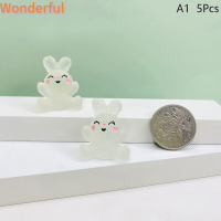 ?【Lowest price】Wonderful เครื่องประดับเรซิ่นรูปกระต่ายเรืองแสงแบบ DIY จำนวน5ชิ้นสำหรับงานหัตถกรรมเครื่องประดับวัสดุเครื่องประดับการตกแต่งที่มีเสน่ห์