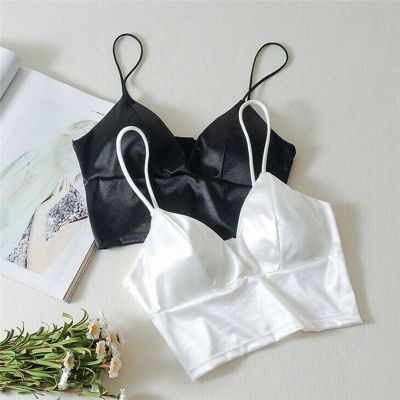 Korean Womens Top Silk Tube Tops Sexy Underwear Black White Wrapped Chest Strap Chest Pad Underwear Crop Top Bralette Tube Bras
