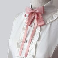 Korean Sweet Long Ribbon Bowtie Brooch Bow Tie Ribbon Ties Necktie College Uniform Shirt Blouse Collar Pin Student Accessories