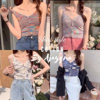 ?พร้อมส่ง? CFQ เสื้อสายเดี่ยว เสื้อผู้หญิง เสื้อครึ่งตัว แหวกลึก น่ารักมาก ผ้าคอตตอน ใส่สบาย