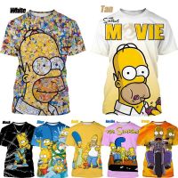 แฟชั่นใหม่อะนิเมะ Simpsons 3D พิมพ์ผู้ชายสบายๆเสื้อยืดการ์ตูนอินเทรนด์เย็นเสื้อสวมหัว U Nisex ถนนแขนสั้น