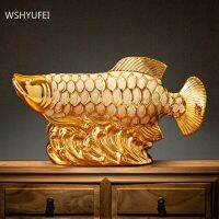 ประติมากรรม Arowana ที่ทันสมัยเครื่องประดับเซรามิกส์งานฝีมืออุปกรณ์ตกแต่งบ้านระเบียงห้องนั่งเล่น Countertop ของขวัญที่เปิด