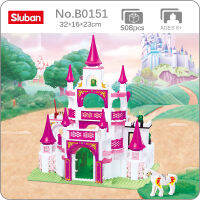 Sluban B0151สถาปัตยกรรมสีชมพูฝันเจ้าหญิงปราสาทเทพนิยายบ้านห้องมินิบล็อกอิฐอาคารของเล่นสำหรับเด็กไม่มีกล่อง