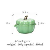 400ml Ceramic Baking Bowl Pumpkin Shape Jar With Lid Salad Soup Tureen Kitchen Bakeware Wedding Candy Organizer Halloween Decor