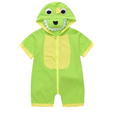 【Ready】🌈 Childrens one-piece jamas summer th sectn 23 new hooded sleepg boys and rls baby dosaur home clot