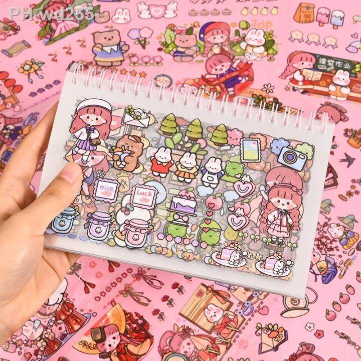 50-sheetscolourful-cute-cartoon-girl-character-stickers-lovely-girl-stickers-waterproof-handbook-diy-craft-photo-album-scrapbook