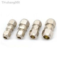 Compression Ferrule Tube Fitting 4mm 6mm 8mm 10mm 12mm Brass Pipe Double Card Set Copper Joints Tubing Nut Lock Double Straight