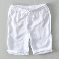 2023 New Pure Linen Shorts Men Summer New Fashion Solid White Loose Holiday Shorts Man Cal Shorts