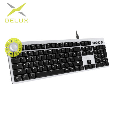 Delux KS100U Designer Wired Mechanical Keyboard 104 Keys 3 On-Board Memory Profiles Red Switches LED Backlit For Windows