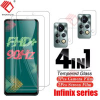 (4 in 1)สำหรับ Infinix Hot 11s NFC Note 12 G96 12Pro Note 12 G88 Note 11s 11 10 Pro Hot 11S NFC Hot 11 2022 Hot 20S 12 Play Hot 11 10 9 8 Play Zero X Pro 5G 8 8i infinix 8 8i Note 7 7lite ฟิล์มกระจกนิรภัยเต็มจอ + ฟิล์มเลนส์กล้อง