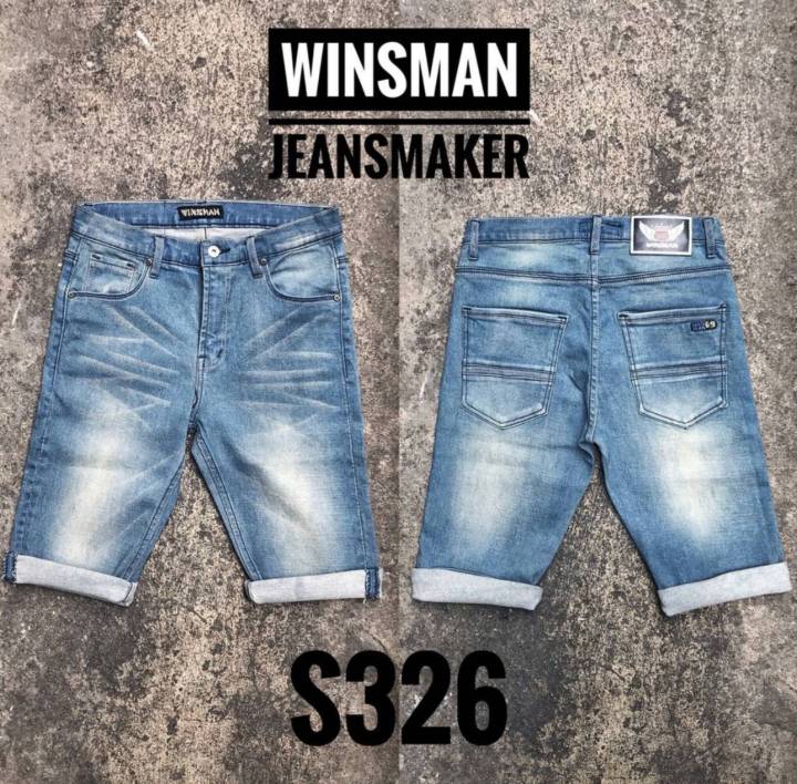 jeans-ยีนส์ยืดชาย-กางเกงยีนส์ขาสั้น-กางเกงขาสั้นชาย-เดฟ-ผ้ายืด-skinny-winsman-เป้าซิป-size-28-42