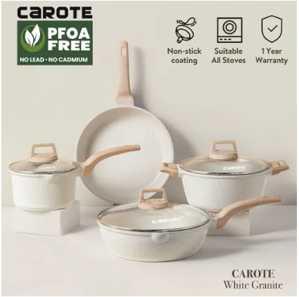 Carote Non Stick Frying Pan kitchen cookware set 4 pcs Kawali wok pot  Die-Cast Suitable all stoves