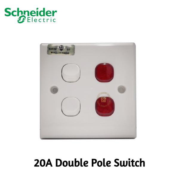 Schneider 20A Water Heater Double Pole Switch w Neon (SClass) 4button