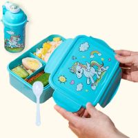 ℡✇ Unicorn Kawaii Bento Lunch Box Water Bottle for Kids Girls Boys Children School Kindergarten Mini Snack Sandwich Food Container