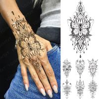 Waterproof Temporary Tattoo Sticker Henna Mehndi Totem Flash Tatto Butterfly Flower Hand Fingers Body Art Arm Fake Tatoo Women Stickers