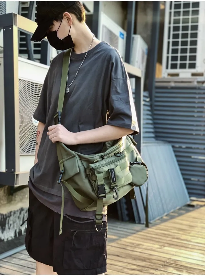 Leacat 3 in 1 bag Men Crossbody Bag Large Capacity Messenger Bag Street  Trendy Tactical Shoulder Bags Military Hip Hop Streetwear Bag 123