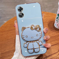 เคสโทรศัพท์สำหรับ OPPO A17K A17 A98 A38 A58 A78 Reno 8T 5G สุดหรู Hello Kitty กระจกกันกระแทกแบบนิ่มฝาหลัง