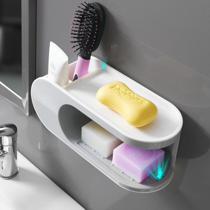 drainer-soap-dish-for-bathroom-multifunction-soap-holder-with-hooks-organizer-punch-free-storage-box-bathroom