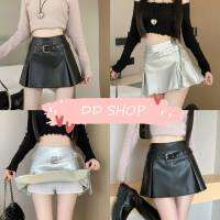 DD SHOPพร้อมส่ง 2511 กระโปรงเอวสูงผ้าหนัง มีเข็มขัดในตัว เท่มาก -NZ-XM